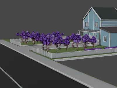 Chalet house with trees Free 3D model