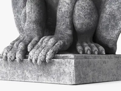  Sculpture Gargoyle Statue Gray Vintage 