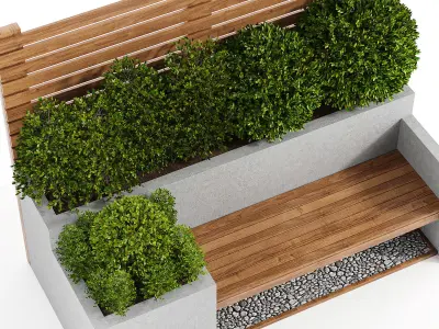 Urban Furniture with plant-set 01 3D model
