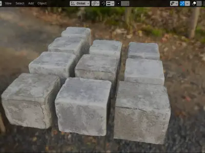 Props Concrete Barrier - Kit 006 Low-poly 3D model