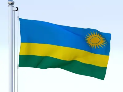 Animated Rwanda Flag Low-poly 3D model