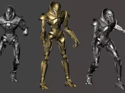 3 x CYLON toy soldiers 3D model