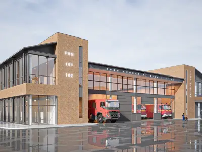 fire station Low-poly 3D model