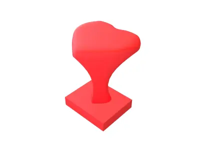 Rubber Heart Stamp v1 001 Low-poly 3D model