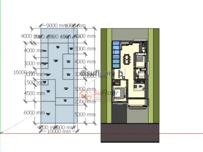 House 9x16m code 425 - Sketchup 3D model