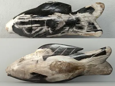 Hand-Carved Petrified Wood Kois Collection 3D Model Pack