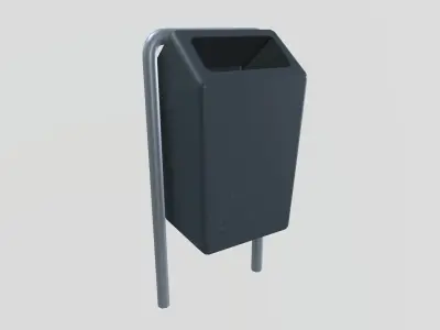 Public Trash Can Low-poly 3D model