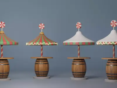 Christmas Candy Bar Table - Stylized 3D Asset Low-poly 3D model
