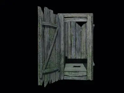 Wooden Toilet Low-poly 3D model