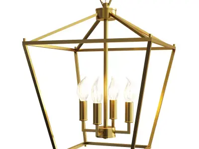 Lantern Geometric Pendant Light Wrought Iron Low-poly 3D model