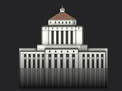 Alameda County Courthouse Low-poly 3D model