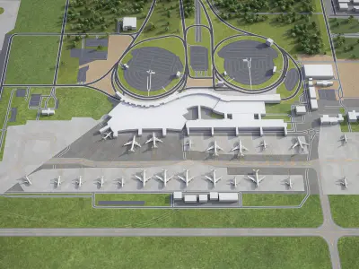 Casablanca - Mohammed V International Airport - CMN Low-poly 3D model