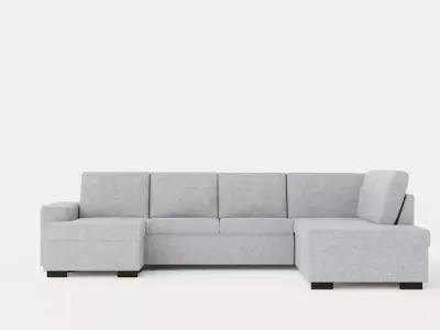 Link U Sofa Large With Divan Left Light Gray Low-poly 3D model