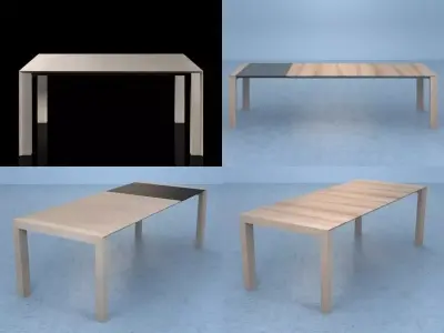 Canto modern dining table with wood 3D model