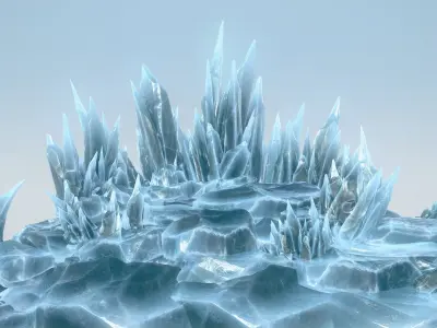 60 Low poly Ice Cave Modulars - 240112 Low-poly 3D model