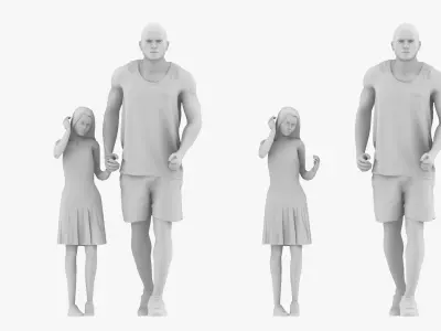 Father and daughter 3D print model