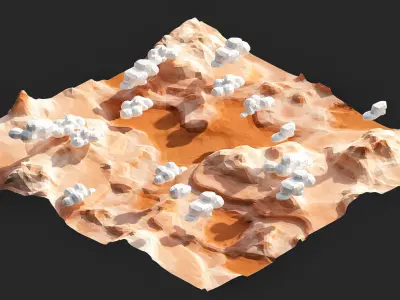 cartoon landscape pack low poly 3d model Low-poly 3D model