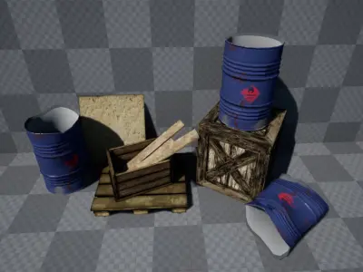 Barrels - Crates - Woods - Props Low-poly 3D model