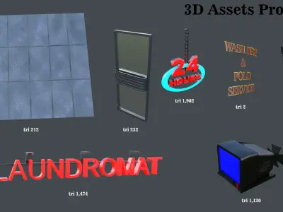 Laundromat Low-poly 3D model