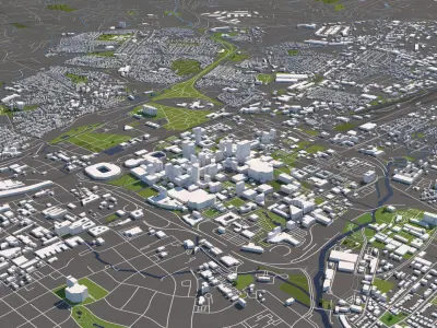 Charlotte 50x50km City Map 3D model