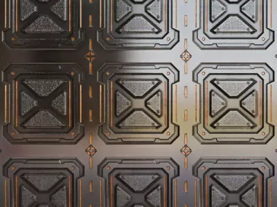 Sci-Fi Metal Panel PBR Seamless Texture