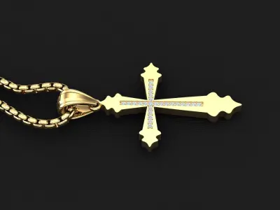 High Cross Pendant Light Gold 18K 3CP011 3D print model