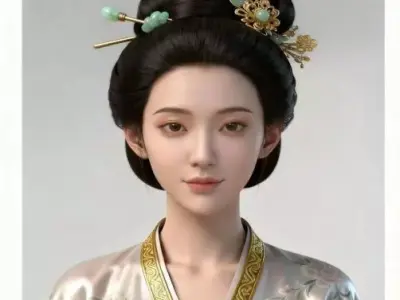 Ancient Chinese Noble Woman Tang Dynasty Style 3D print model