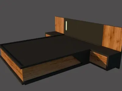 Modern Master Bed in wooden format Low-poly 3D model