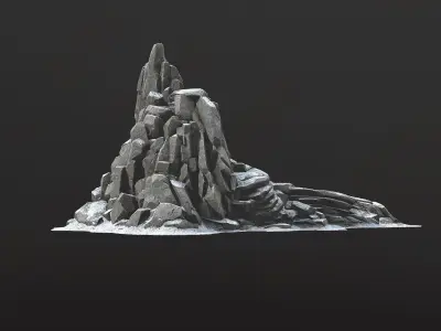 Rock Island mountains 2 snow Low-poly 3D model