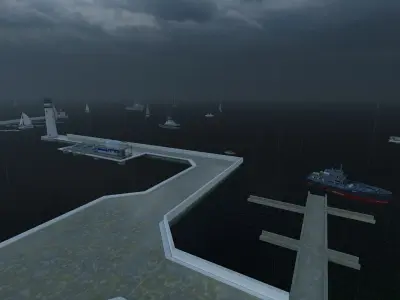 Beach pier-Coastal wharf-Seaside pier 3D model