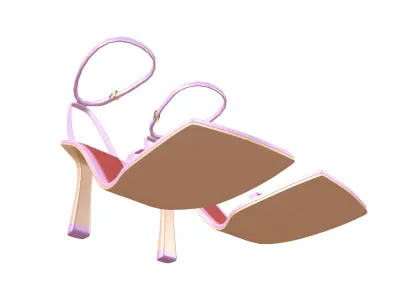 Square Toe Leather Sandals v1 007 Low-poly 3D model