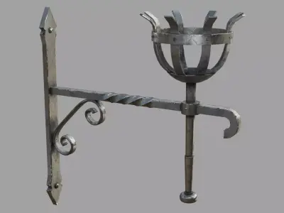 Gothic Torch Low-poly 3D model