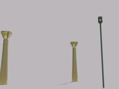 Lamppost golden light pole 3D model