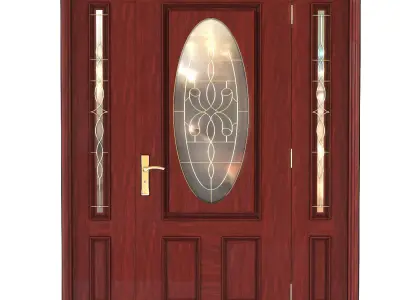 Door with 4 different wood materials Low-poly 3D model