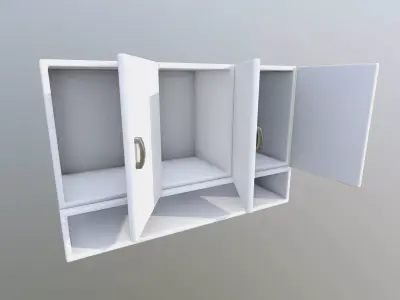 Modern Wall Mounted Storage Cabinet with Openable Doors Low-poly 3D model