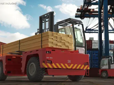  Baumann GS 150 Timber Load Sideload Forklift Red Rigged for Maya 