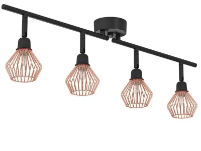 4 Light Metal Ceiling Lamp Copper Volga 3D model