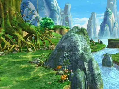 Cartoon River Scene 3D model