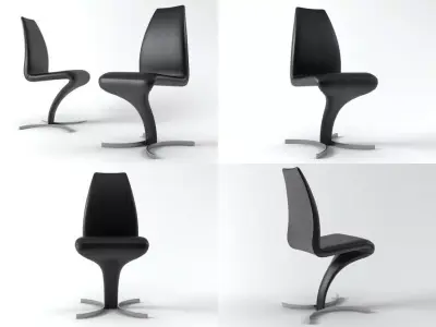 Betty four different chairs on table 3D model