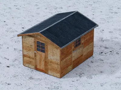 Wooden cabin  Low-poly 3D model