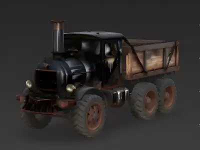 Heavy Steampunk Steam-Truck 3D Model Low-poly 3D model