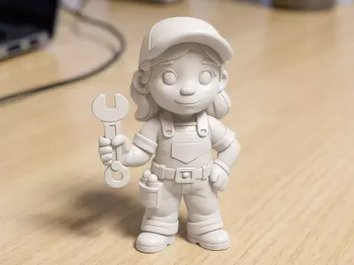 Cartoon Mechanic Girl 3D Printable 3D print model