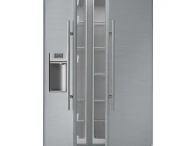 Fridge refrigerator two doors freezer inside outside 3D model