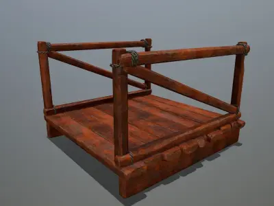 Wood and Rope Low-poly 3D model