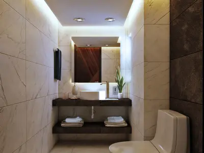 Bathrooms modern bathroom with marble counter tops 3D model