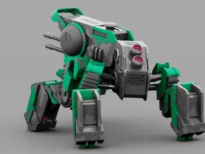 combat robot  rigged character 3D model buy