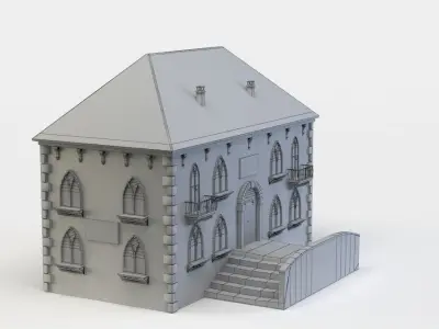 Building stone with roof Low-poly 3D model