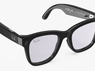 Black Ray Ban Stories Wayfarer Smart Glasses Clear 3D model