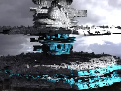 Sci-Fi City dystopia base Series Dark 3D model