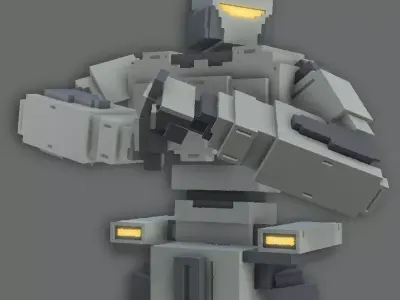 Voxel Art Rig - Mecha ME5 Low-poly 3D model